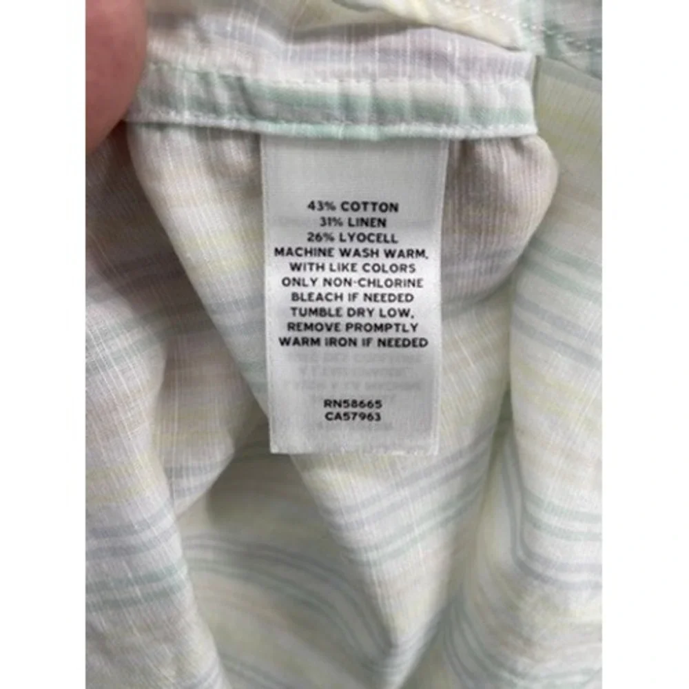 Nordstrom Shirts Mens 18 34 35 Trim Fit Non-Iron Striped Button Down Linen Blend